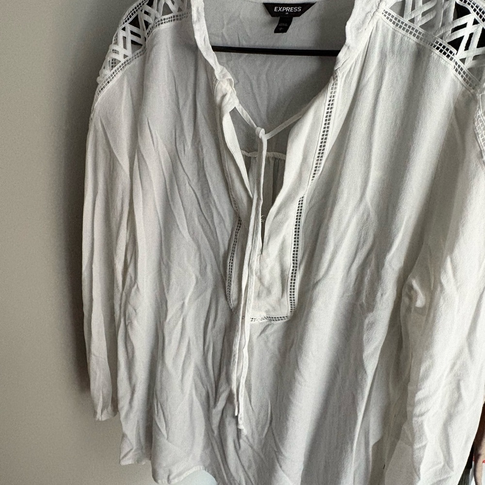 Express Ivory Top with Ruffle Accents - Picture 7 of 7